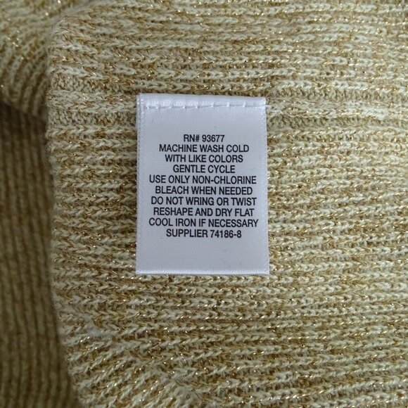 Liz Claiborne V-Neck Knit Sweater Women Size L Gold Long Sleeve Holiday Party - Picture 6 of 9